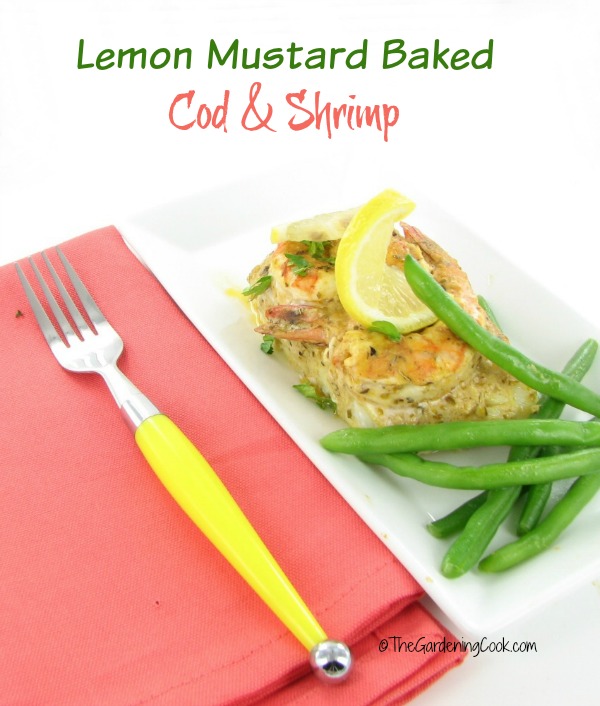 Oven Baked Cod and Shrimp with Lemon Mustard - Gluten free
