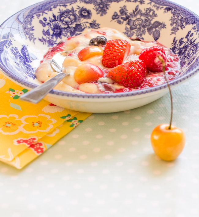 Vanilla-Flavored Custard with Homemade Fruit Sauce