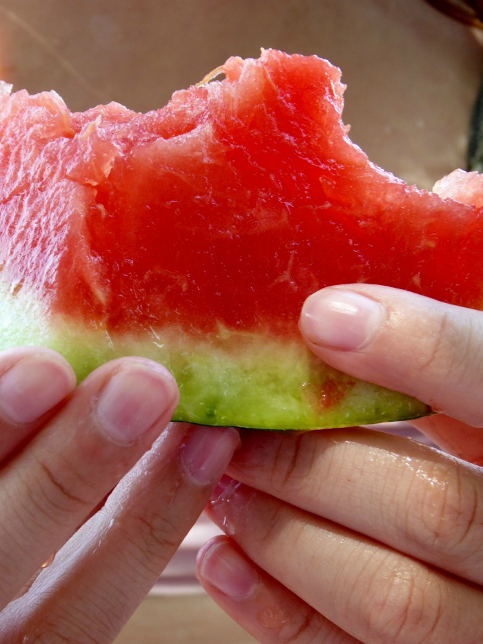 Eating watermelon