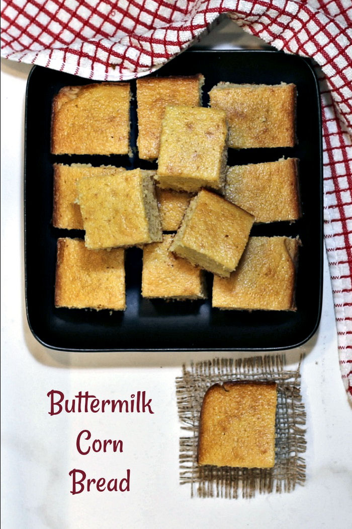 Southern cornbread with sugar and buttermilk