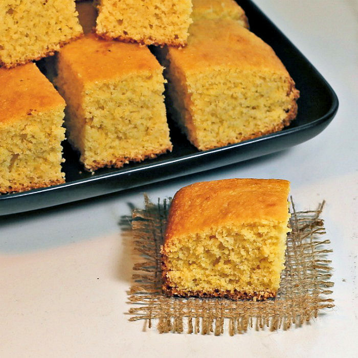Squares of Southern corn bread - a delicious side dish