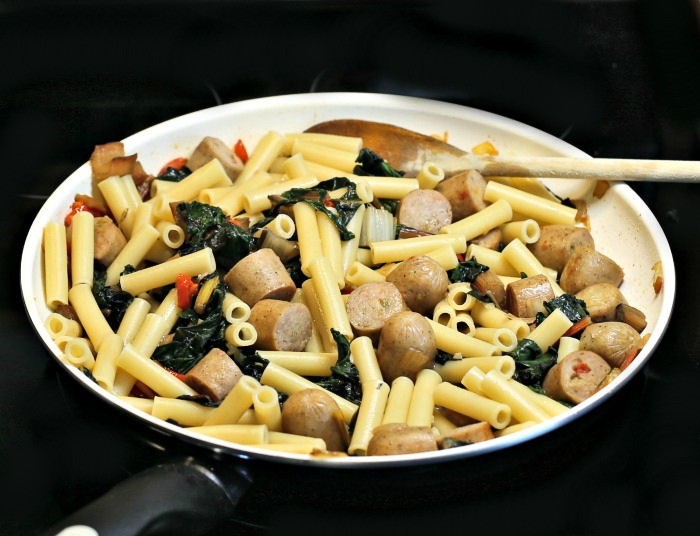 Finished ziti sausage and peppers casserole