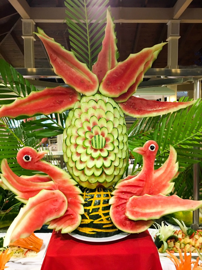 Elaborate fruit carving