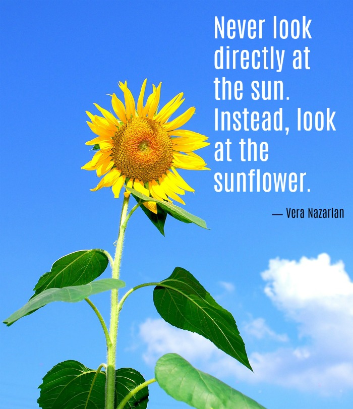 Sun and sunflower quote by Vera Nazarian.