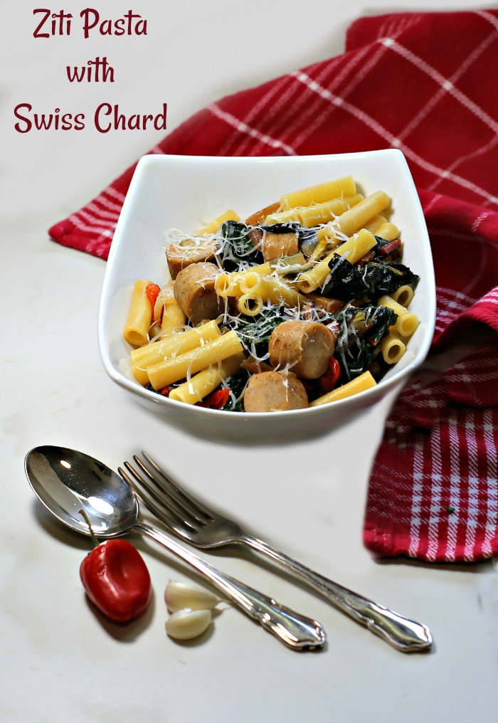 Swiss chard pasta sausage casserole