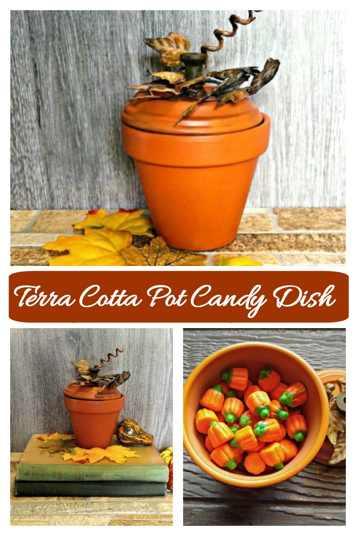 Terra cotta pumpkin candy dish