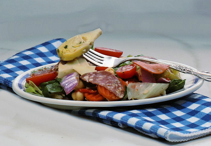 Bite of antipasto salad