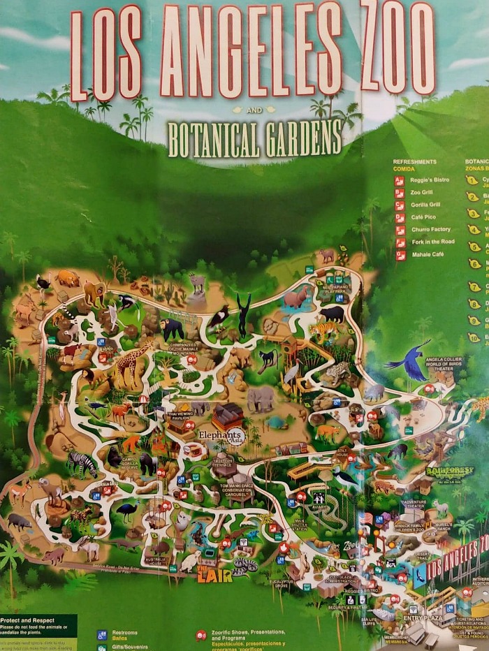 Los Angeles Zoo and Botanical Gardens map