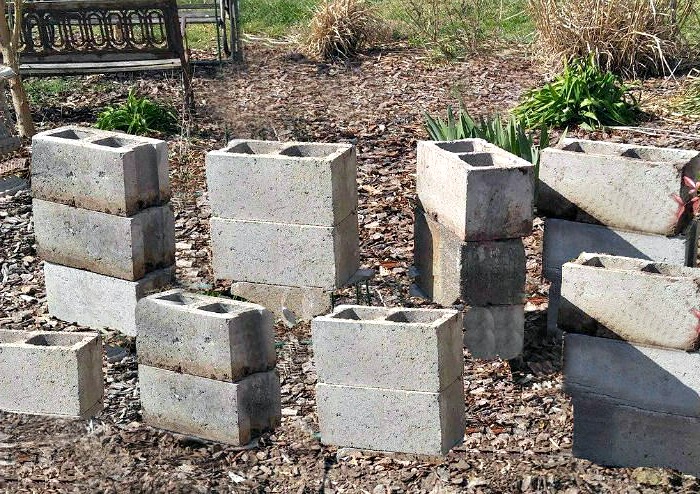 Concrete blocks for a raised garden bed
