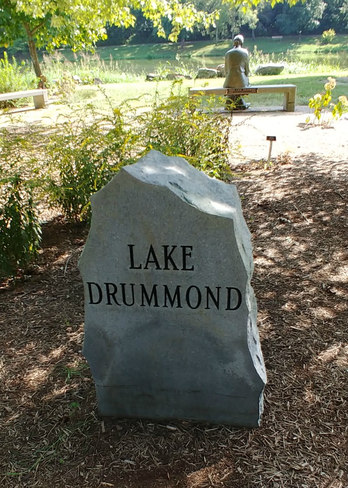 Stone marker for Lake Drummond