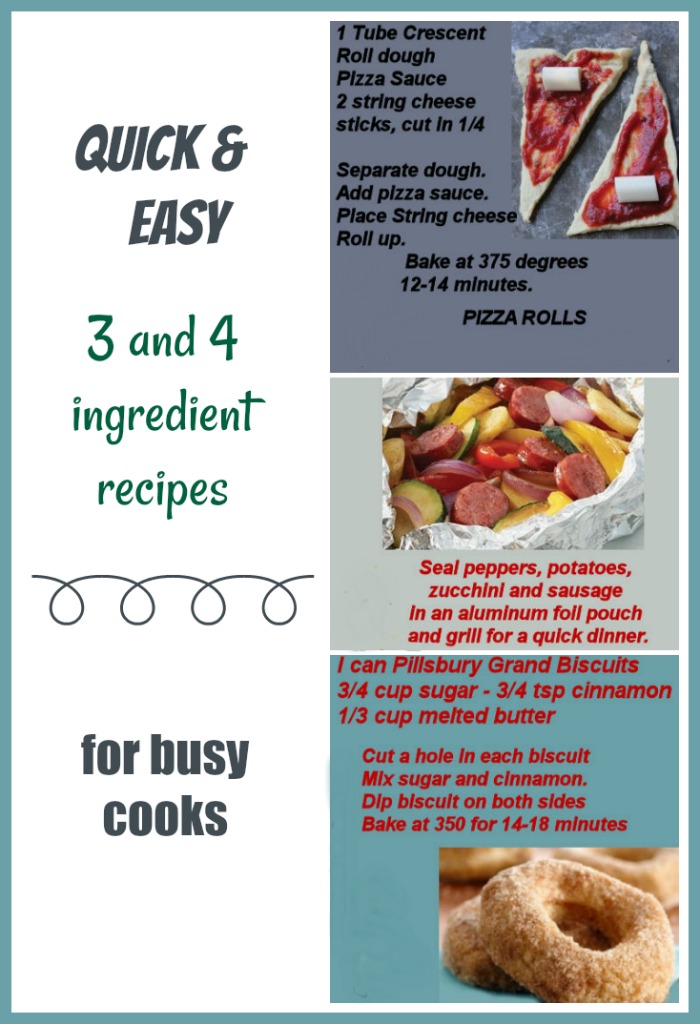 3 and 4 ingredient recipes