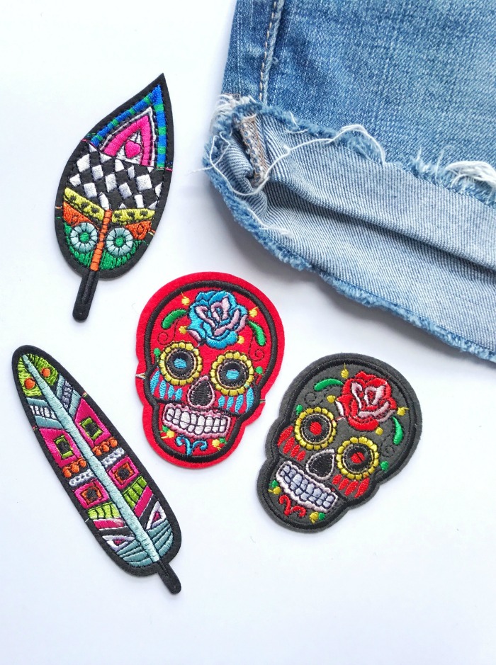 Halloween cross-stitch patterns - Embroidered patches for jeans.