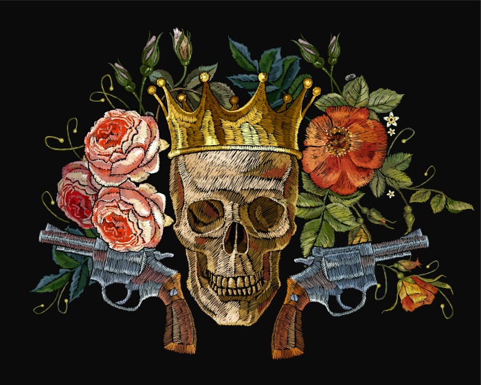 Skull embroider with flowers