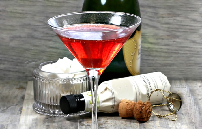 Sugar cube in champagne cocktail.