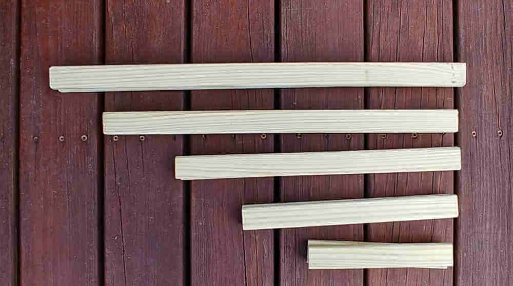 cut pieces of wood for an obelisk.