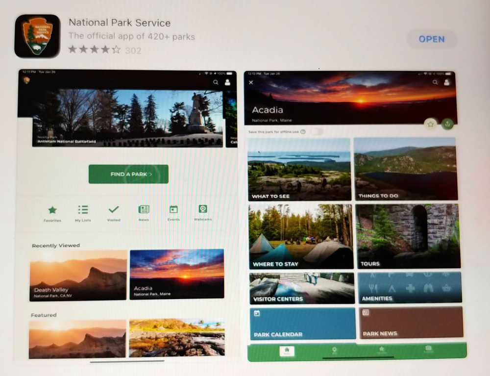 National Park Service App for iPhone or Android.