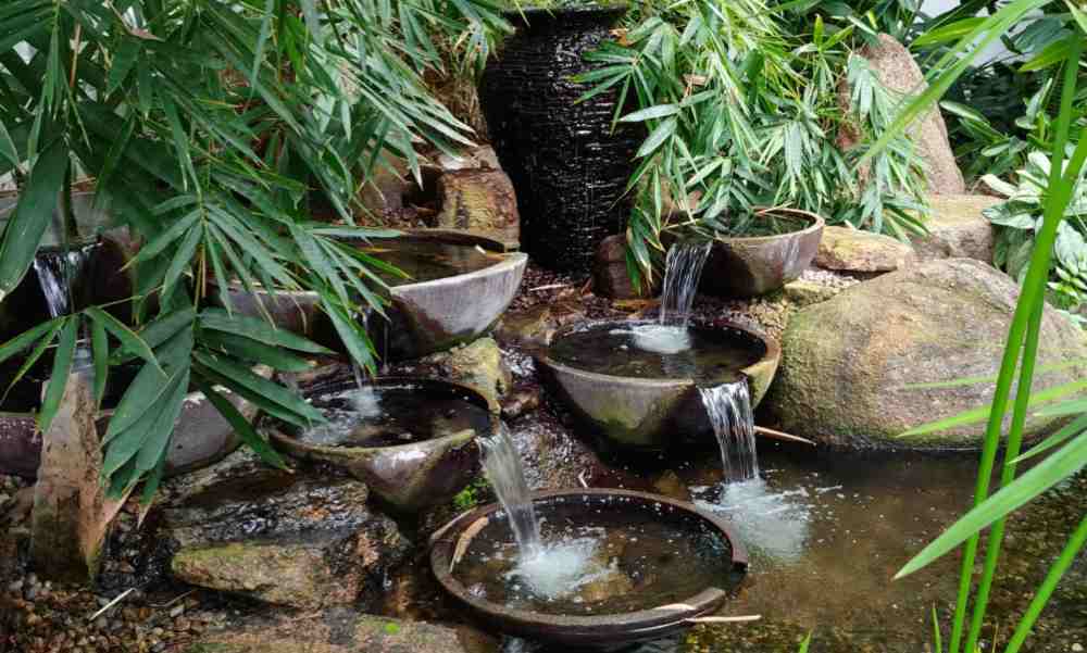 Water garden feature at Cheyenne Botanic Gardens.