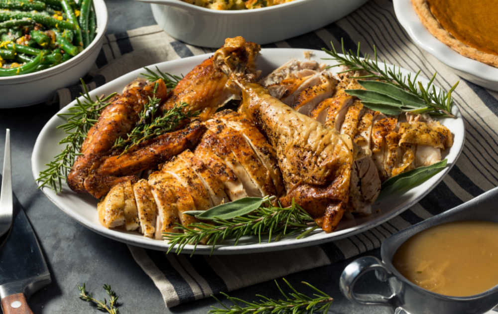 Turkey dinner Turkey dinner with Thanksgiving herbs.